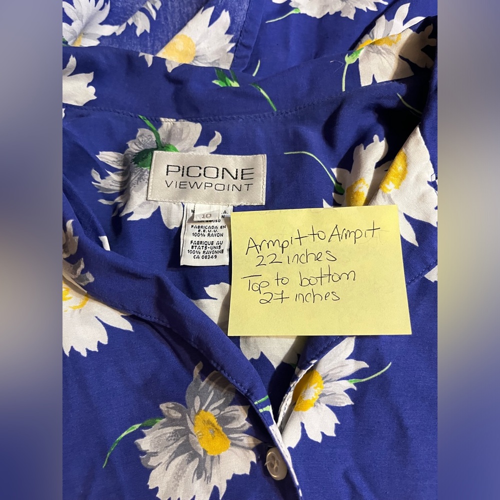 PICONE VIEWPOINT Vintage Floral Button Down Shirt. Retro - Picture 7 of 7